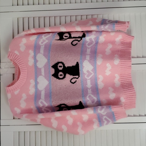 Pink Cat Pattern Sweater - Picture 2 of 10